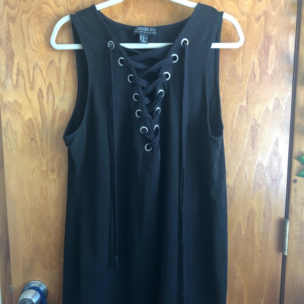 Black lace up mini tank forever 21 dress